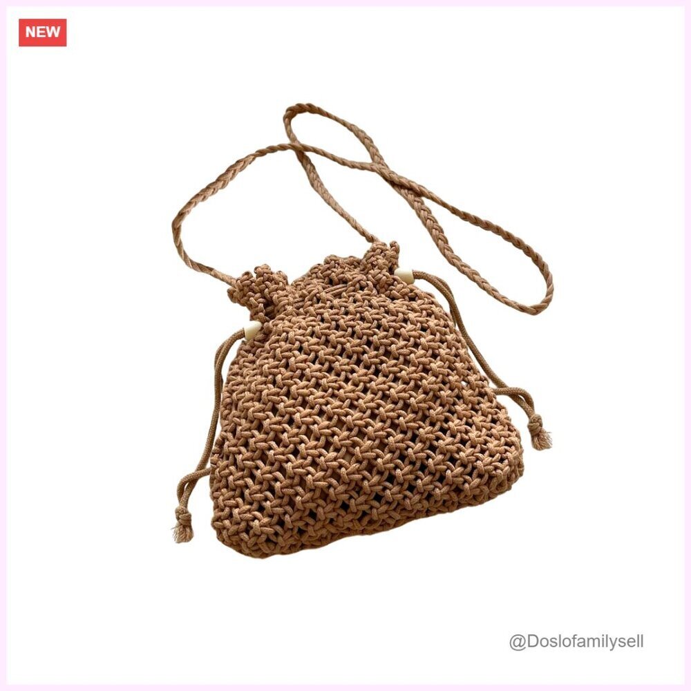 Crochet Woven Crossbody Bag Summer Beach Vacation Shoulder Handbag